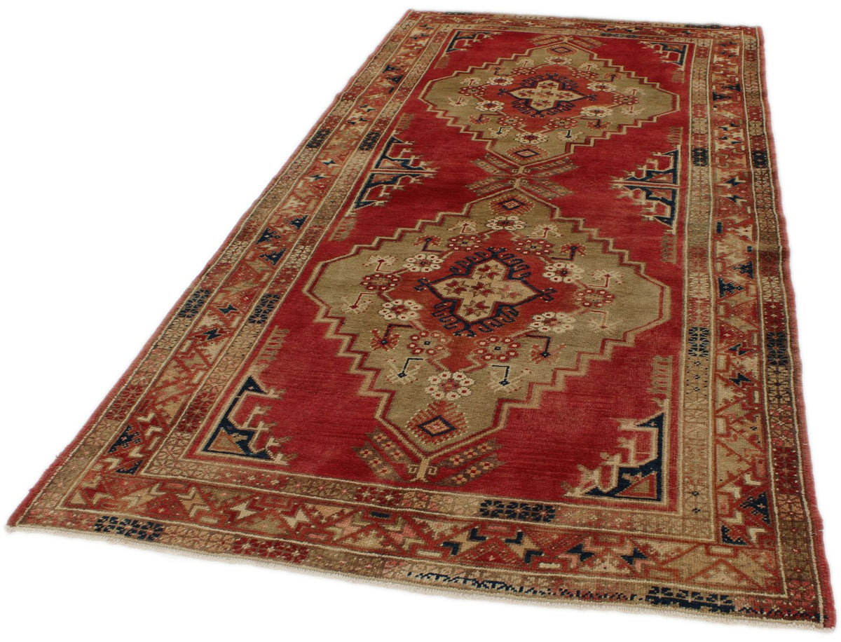 5x9 Red and Green Turkish Tribal Rug