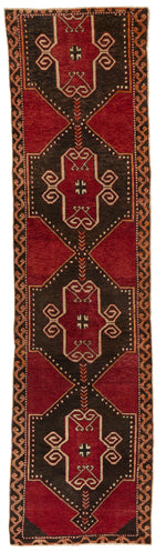 4x13 Red and Brown Turkish Tribal Runner