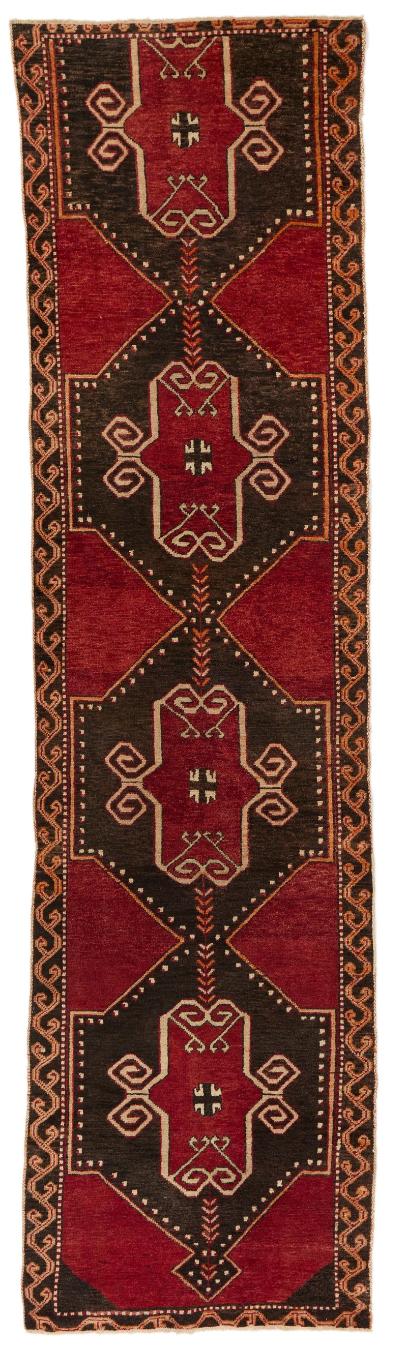 4x13 Red and Brown Turkish Tribal Runner