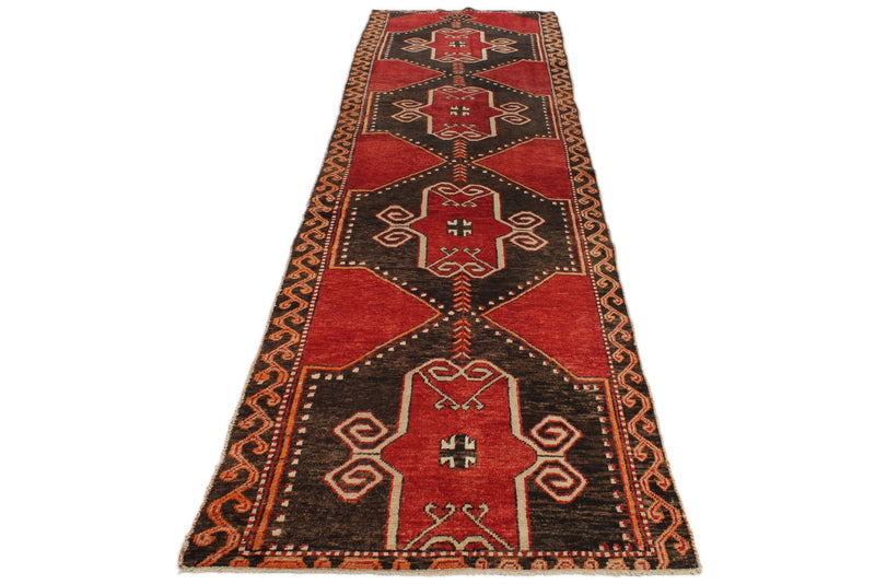 4x13 Red and Brown Turkish Tribal Runner