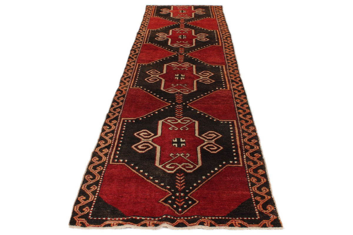 4x13 Red and Brown Turkish Tribal Runner