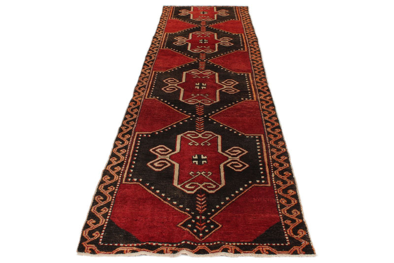 4x13 Red and Brown Turkish Tribal Runner