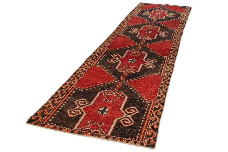 4x13 Red and Brown Turkish Tribal Runner