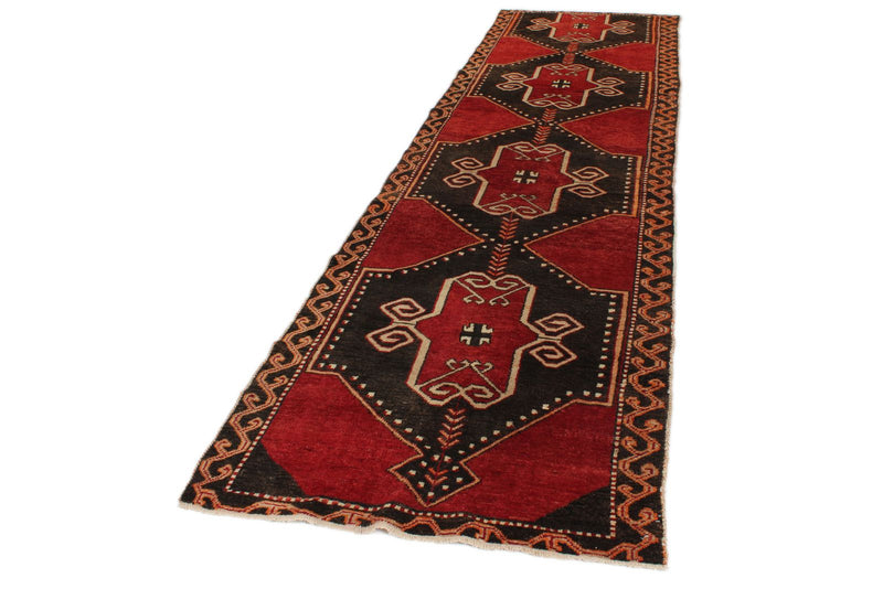 4x13 Red and Brown Turkish Tribal Runner