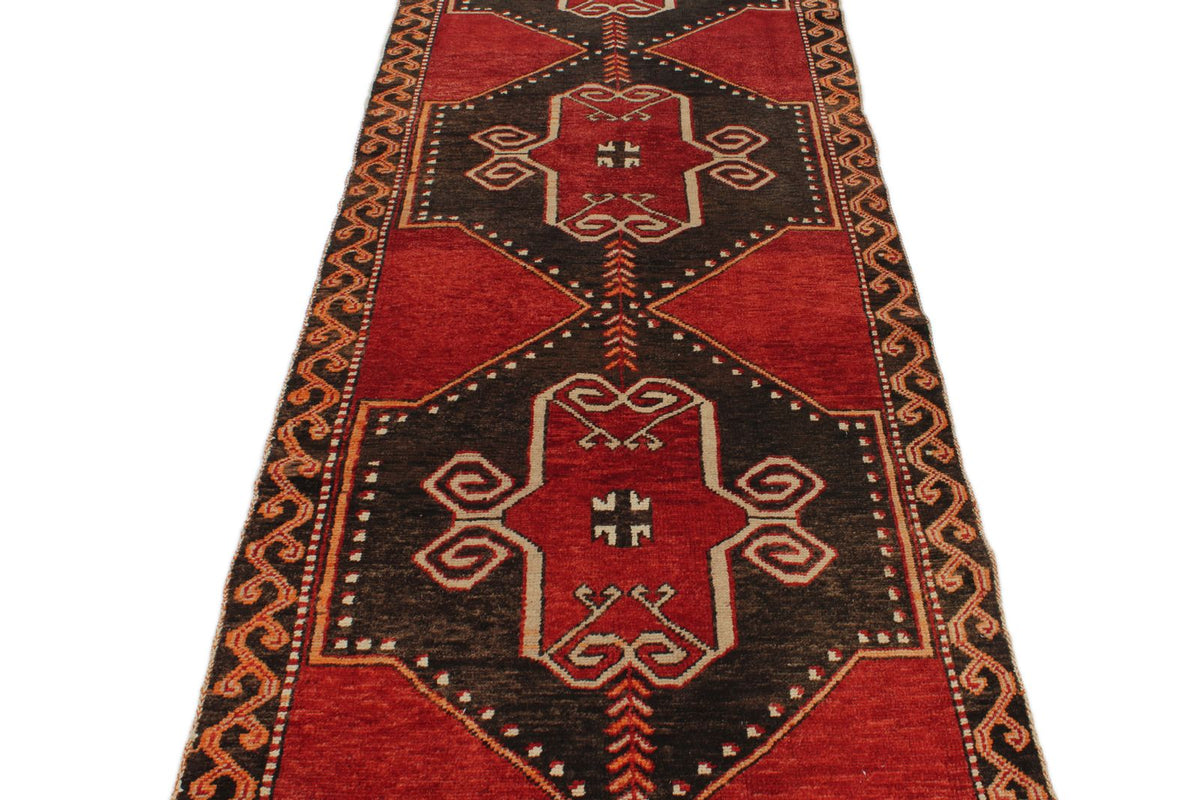 4x13 Red and Brown Turkish Tribal Runner