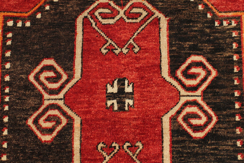 4x13 Red and Brown Turkish Tribal Runner