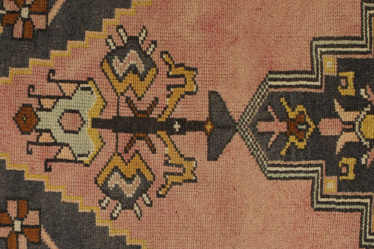 3x8 Pink and Gold Turkish Tribal Rug