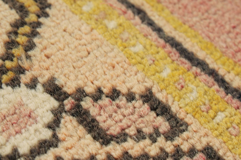 3x8 Pink and Gold Turkish Tribal Rug