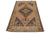 3x8 Pink and Gold Turkish Tribal Rug