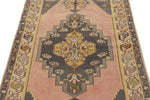 3x8 Pink and Gold Turkish Tribal Rug