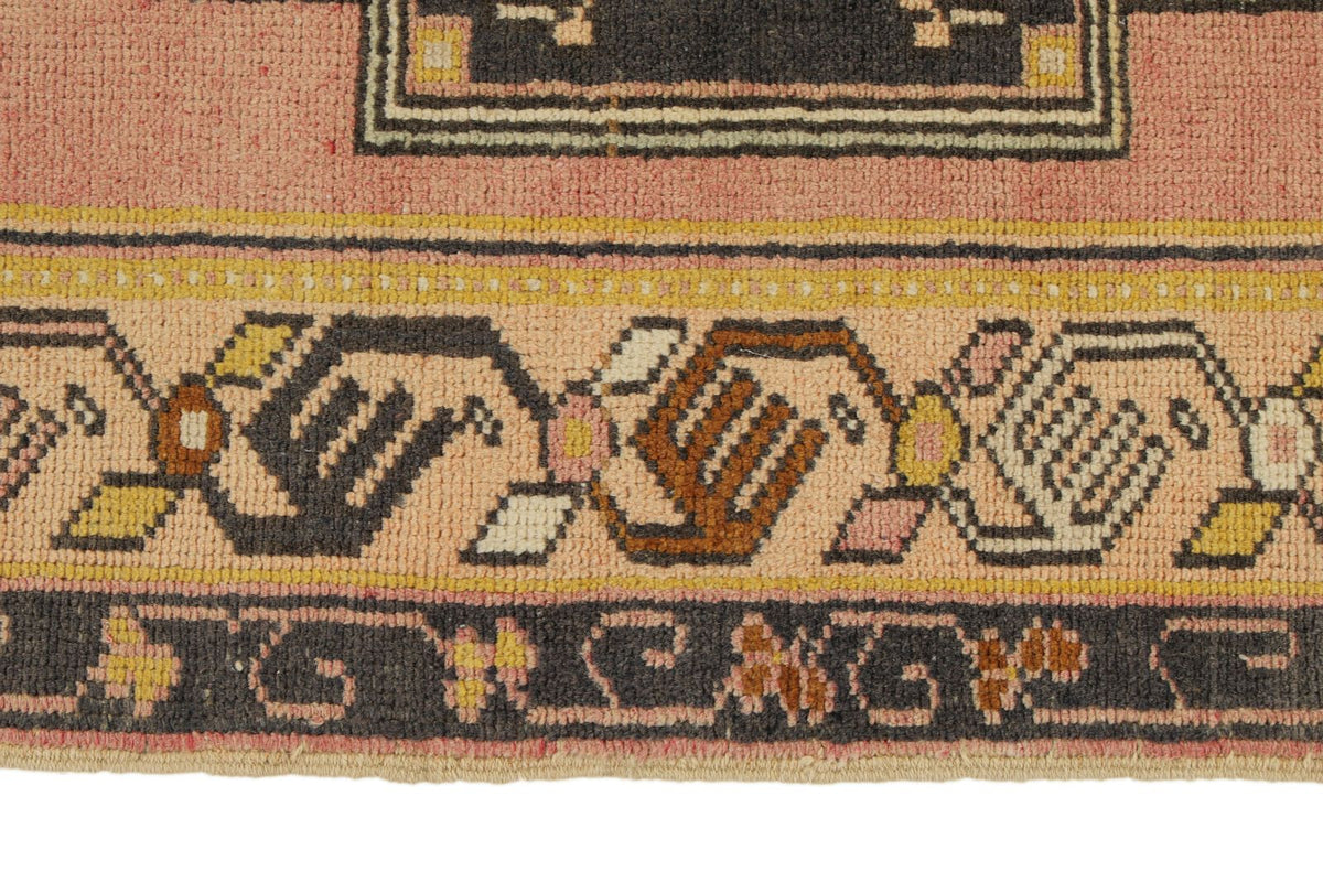 3x8 Pink and Gold Turkish Tribal Rug