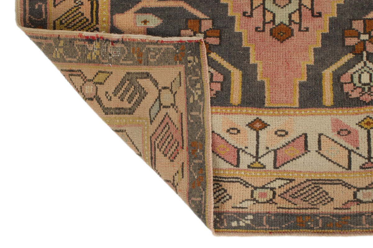 3x8 Pink and Gold Turkish Tribal Rug