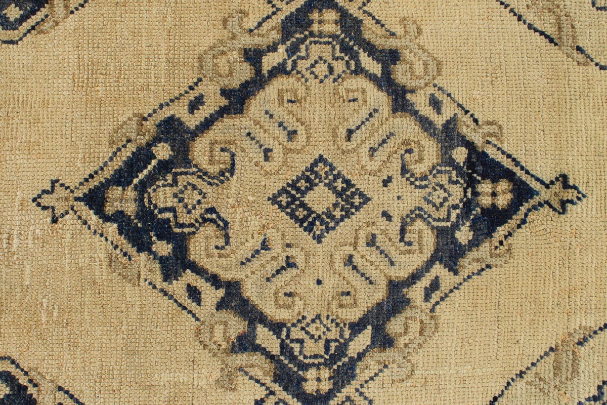 4x11 Ivory and Blue Turkish Tribal Runner