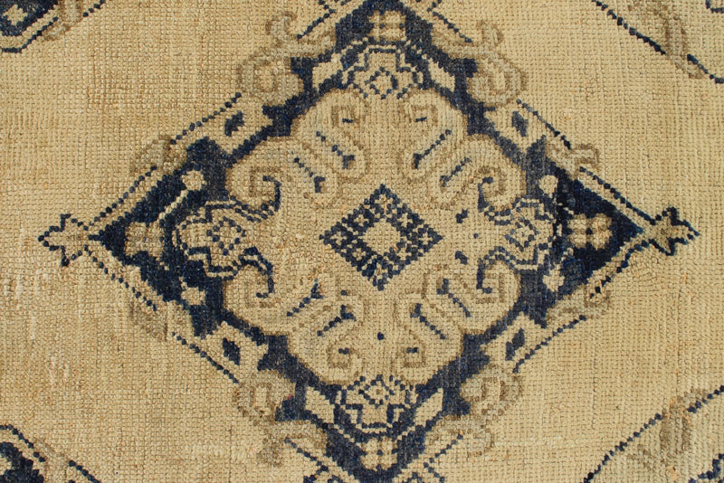 4x11 Ivory and Blue Turkish Tribal Runner