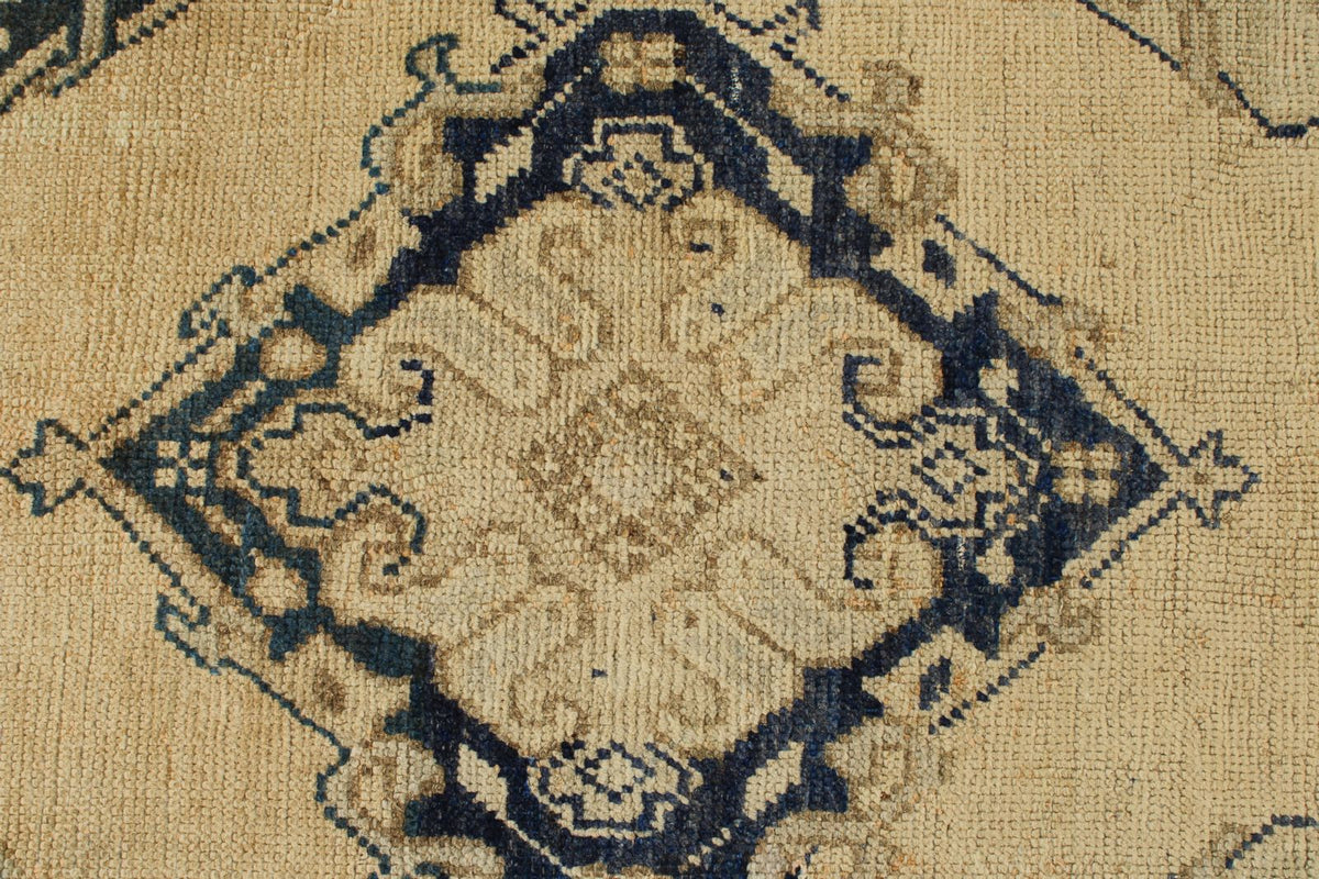 4x11 Ivory and Blue Turkish Tribal Runner