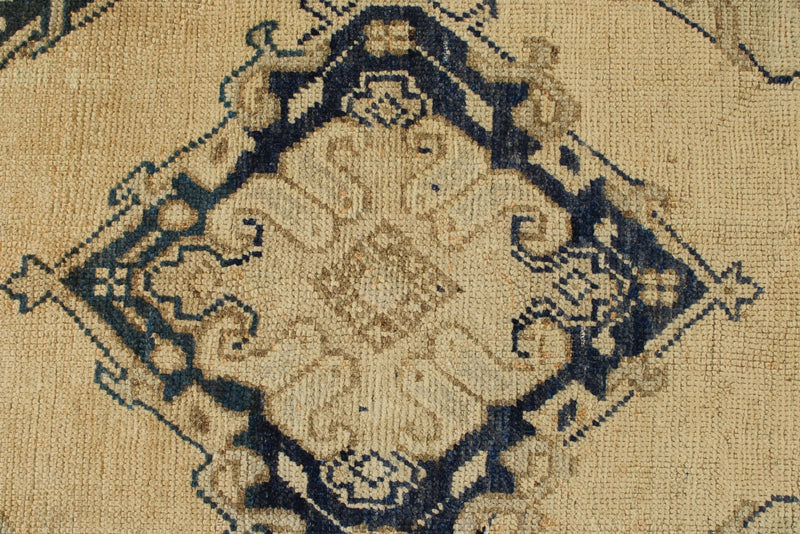 4x11 Ivory and Blue Turkish Tribal Runner