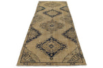 4x11 Ivory and Blue Turkish Tribal Runner