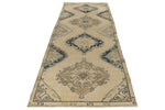 4x11 Ivory and Blue Turkish Tribal Runner