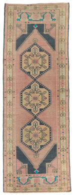 3x10 Pink and Gold Turkish Tribal Runner