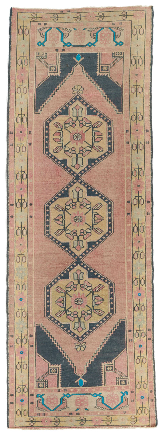 3x10 Pink and Gold Turkish Tribal Runner