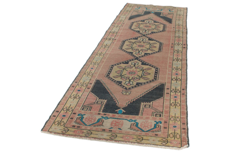 3x10 Pink and Gold Turkish Tribal Runner