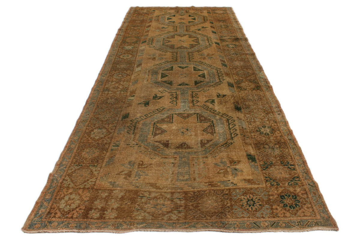 5x13 Ivory and Brown Turkish Tribal Runner