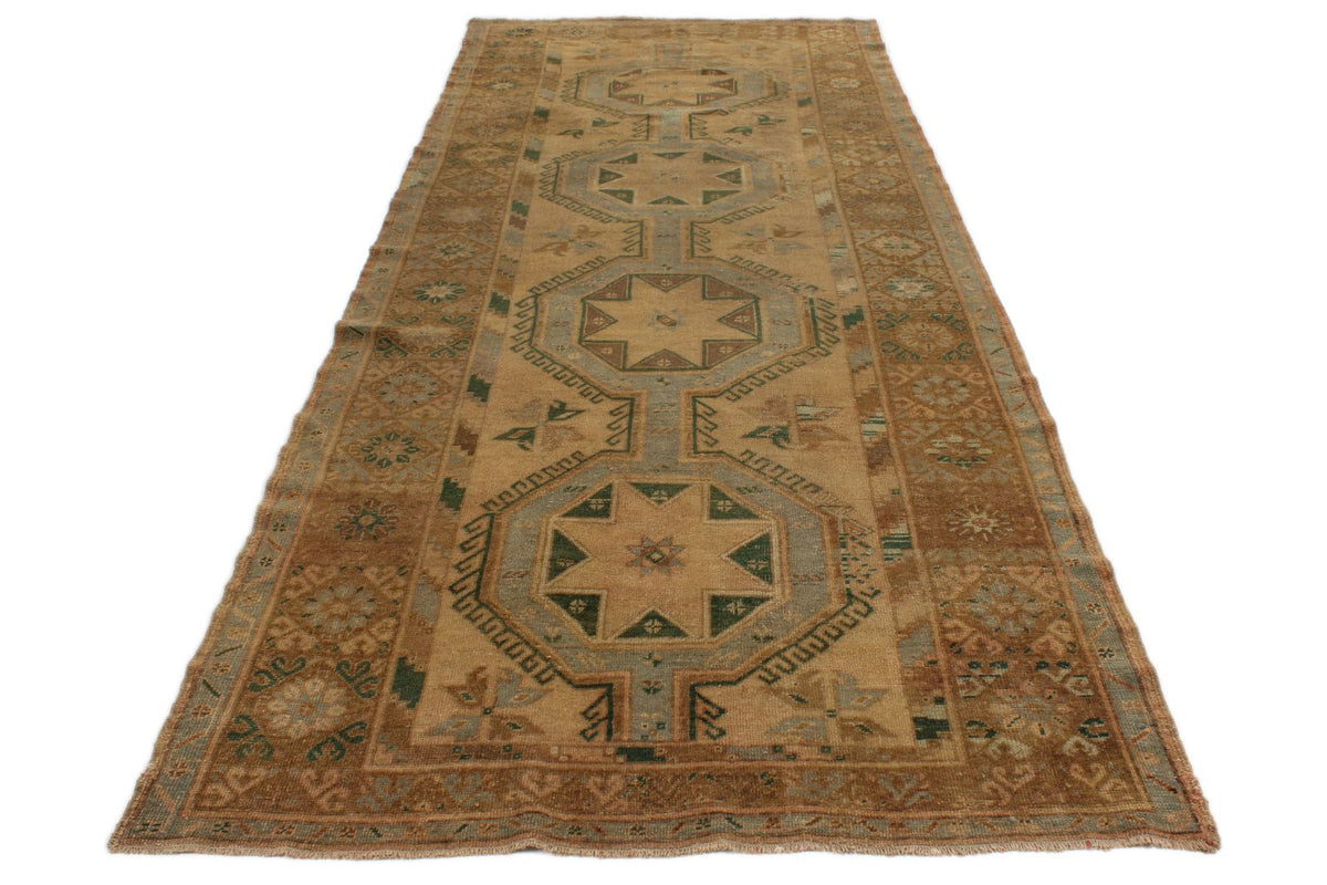5x13 Ivory and Brown Turkish Tribal Runner