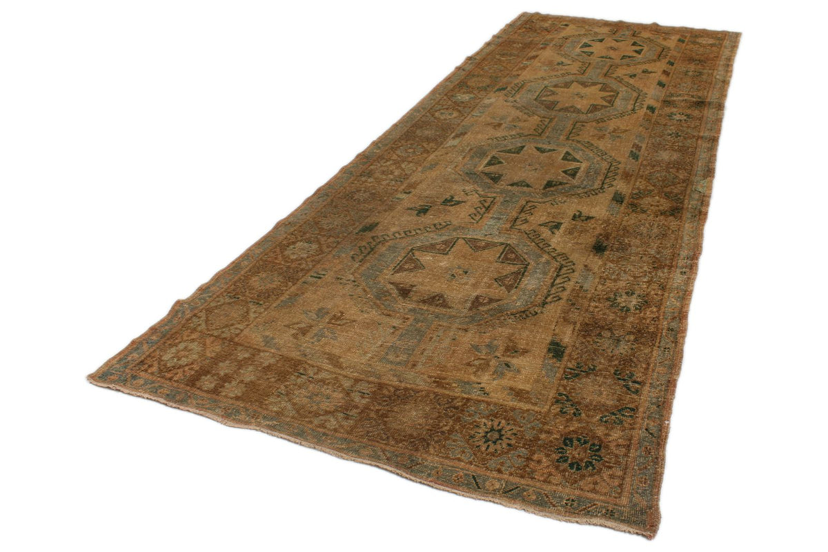 5x13 Ivory and Brown Turkish Tribal Runner