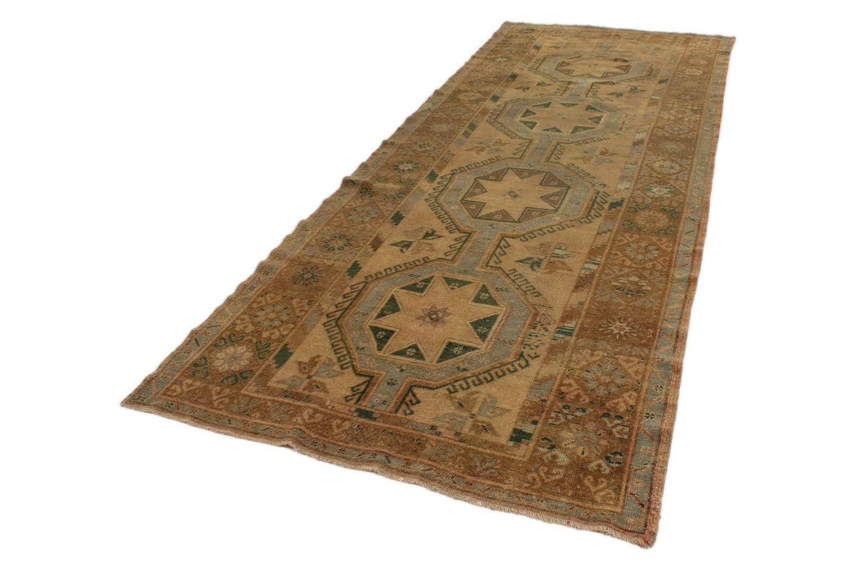 5x13 Ivory and Brown Turkish Tribal Runner