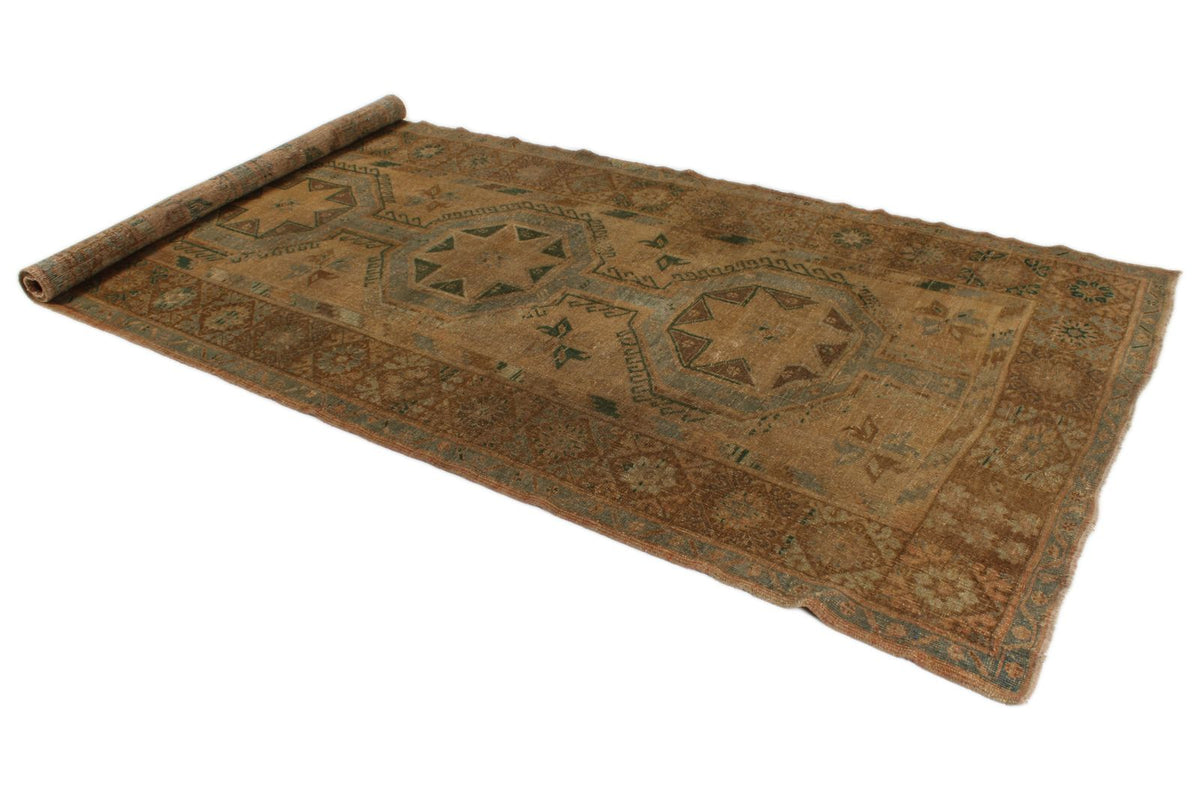 5x13 Ivory and Brown Turkish Tribal Runner