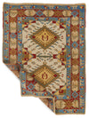 4x5 Ivory and Red Turkish Tribal Rug