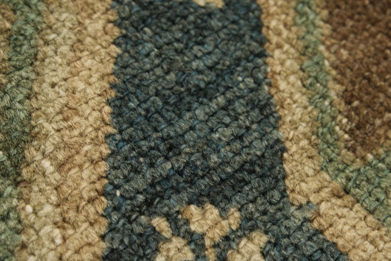 3x13 Ivory and Green Turkish Tribal Runner
