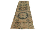 3x13 Ivory and Green Turkish Tribal Runner