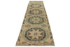 3x13 Ivory and Green Turkish Tribal Runner