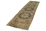 3x13 Ivory and Green Turkish Tribal Runner