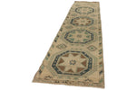 3x13 Ivory and Green Turkish Tribal Runner