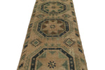 3x13 Ivory and Green Turkish Tribal Runner