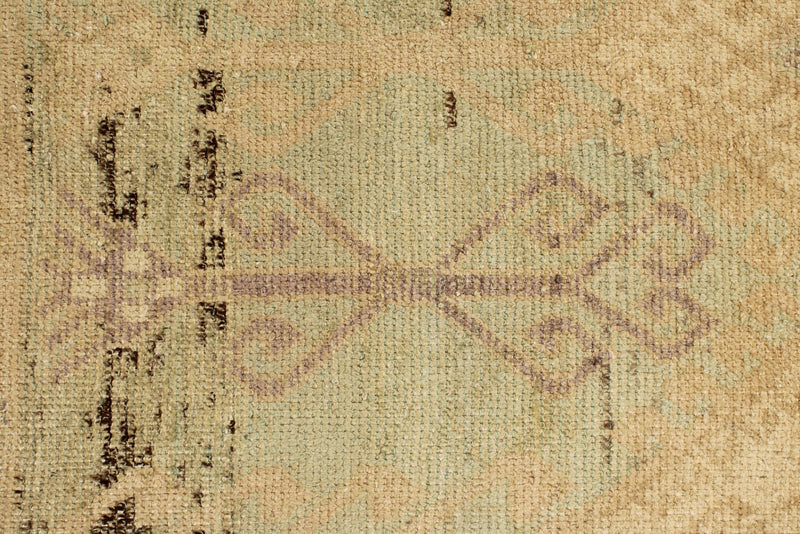 3x13 Green and Ivory Turkish Tribal Runner