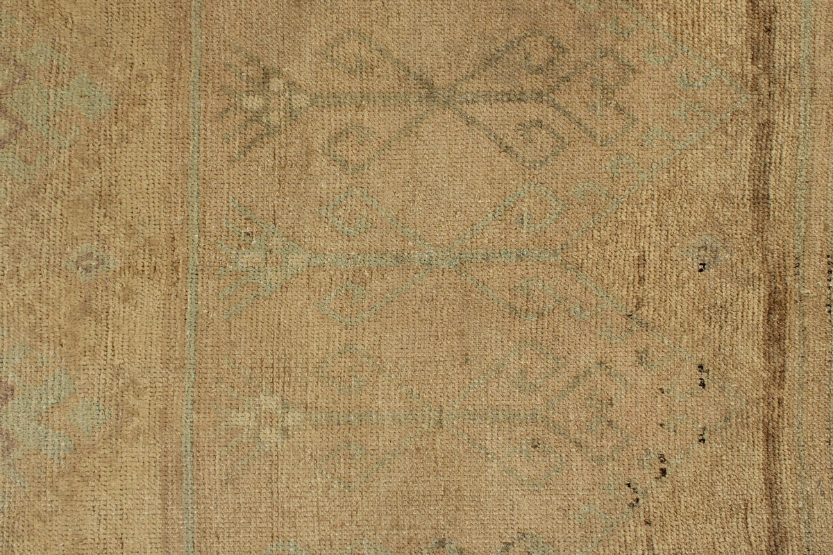 3x13 Green and Ivory Turkish Tribal Runner