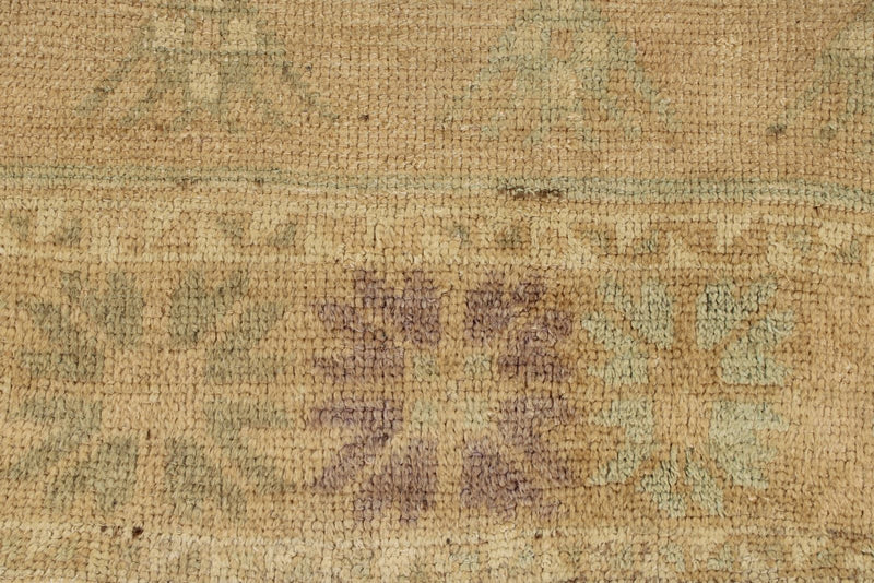 3x13 Green and Ivory Turkish Tribal Runner