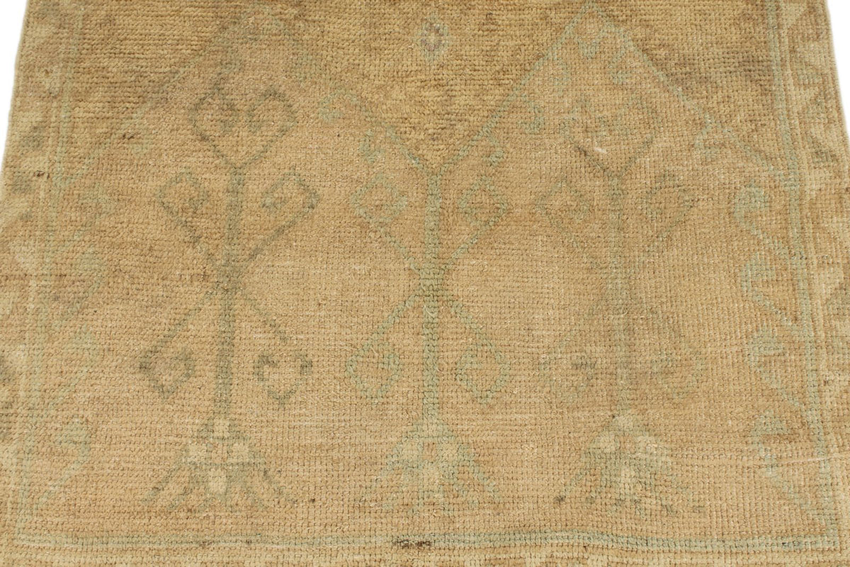 3x13 Green and Ivory Turkish Tribal Runner
