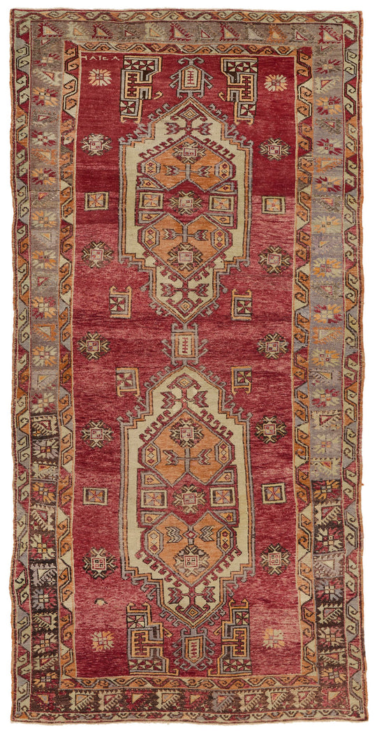 5x10 Red and Brown Turkish Tribal Runner