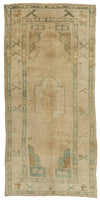 5x11 Ivory and Green Turkish Tribal Runner