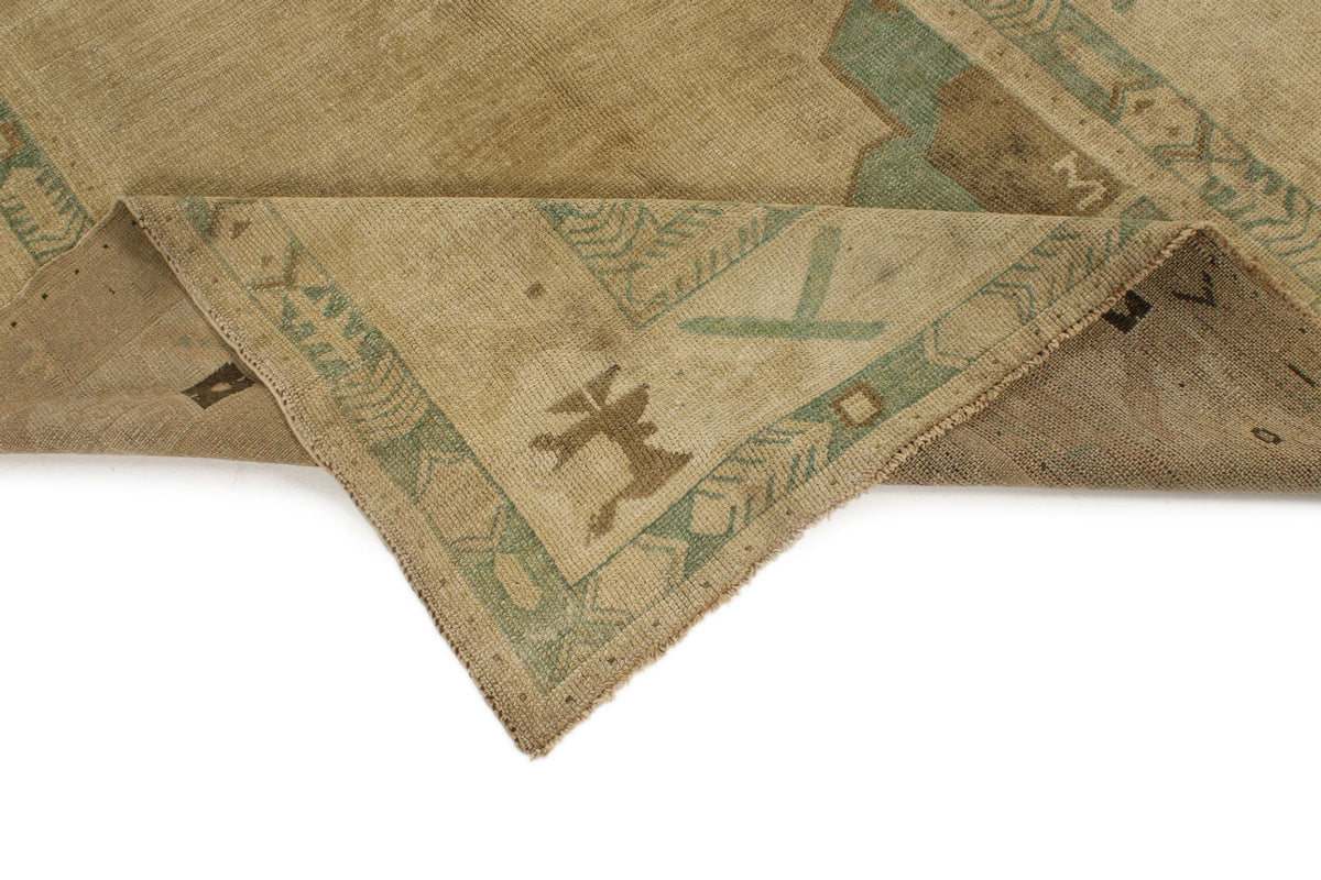 5x11 Ivory and Green Turkish Tribal Runner