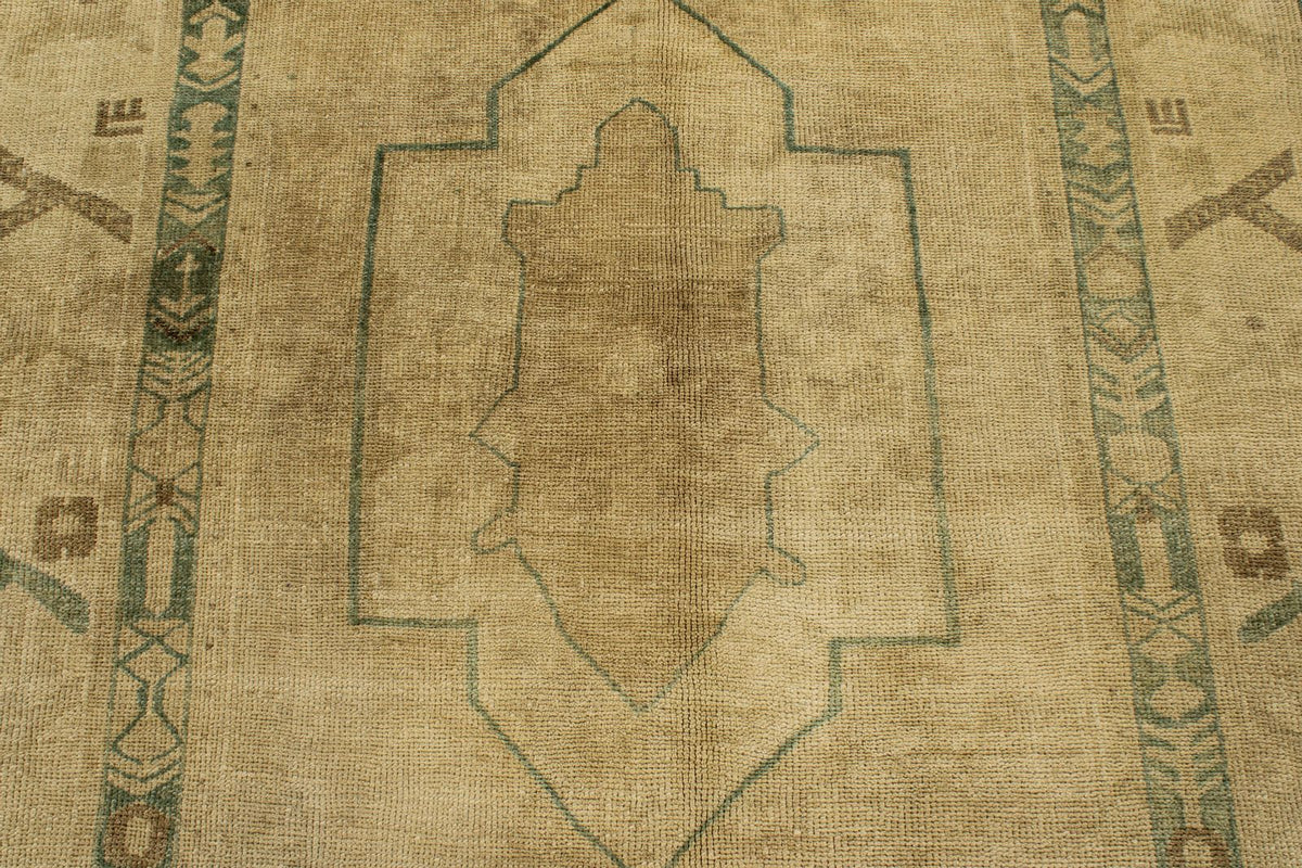 5x11 Ivory and Green Turkish Tribal Runner