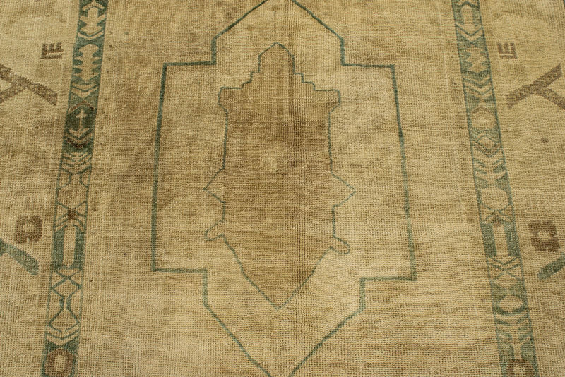 5x11 Ivory and Green Turkish Tribal Runner