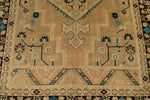 7x13 Ivory and Brown Turkish Tribal Rug