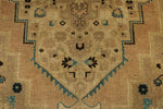 7x13 Ivory and Brown Turkish Tribal Rug