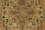 7x13 Ivory and Brown Turkish Tribal Rug