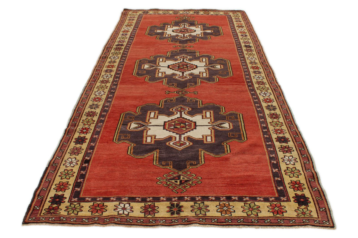 5x12 Red and Gold Turkish Tribal Runner